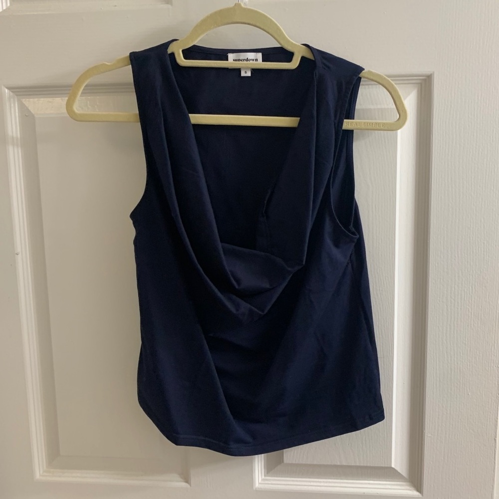 Superdown navy drape top